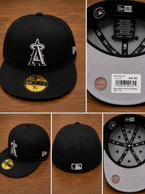 NWT New Era MLB Los Angeles Angels 59FIFTY Fitted Hat Black White